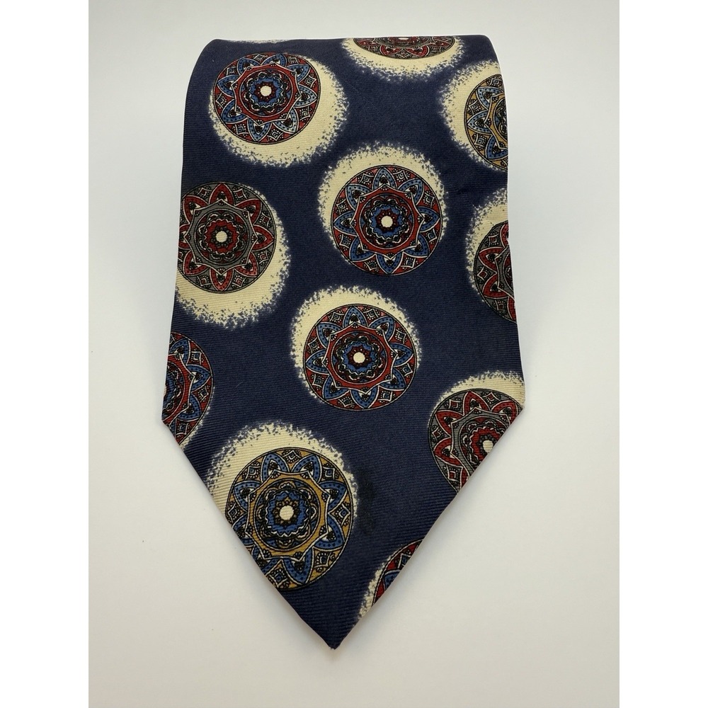 Boston Traders Men's Tie 100% Silk Made In USA 60 Inches Long Blue/Beige/Red